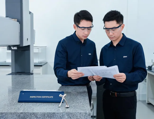 Metrology team reviewing inspection plan