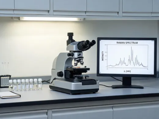 Raman microscope and analytical bench with samples